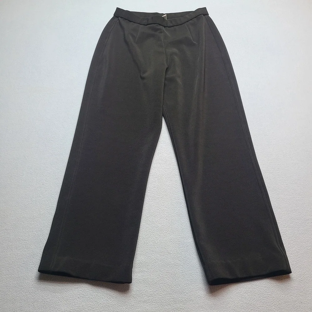Chico's Design Wide Leg Pants Womens 2 Brown Excellent Stretch Pull On Trousers